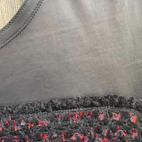 ELIE TAHARI KELLAN TWEED LEATHER DRESS - Picture 5 of 7